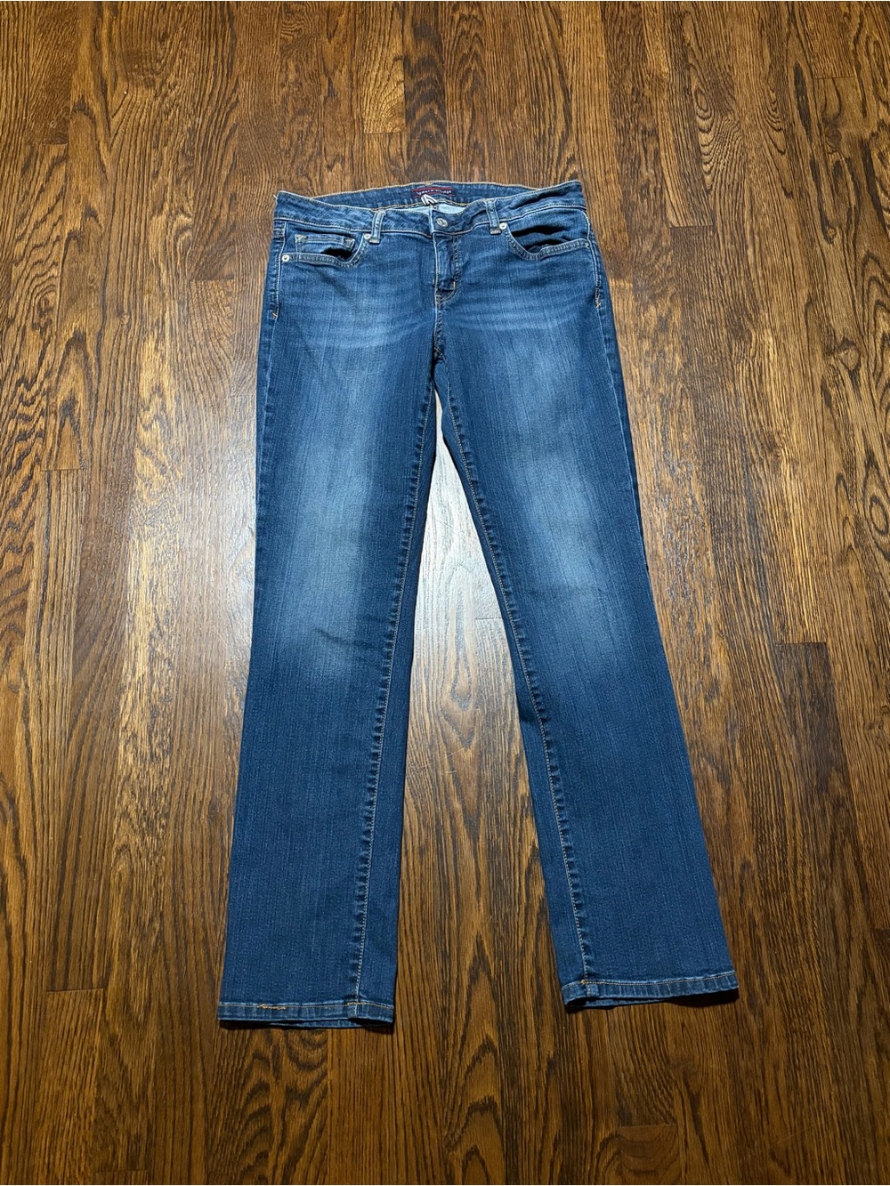 Tommy Hilfiger Distressed Y2K Straight Leg Blue Denim Jeans Womenβs Size 8R - Picture 2 of 11